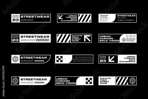 Futuristic streetwear cyberpunk shape element technology graphic vector design template