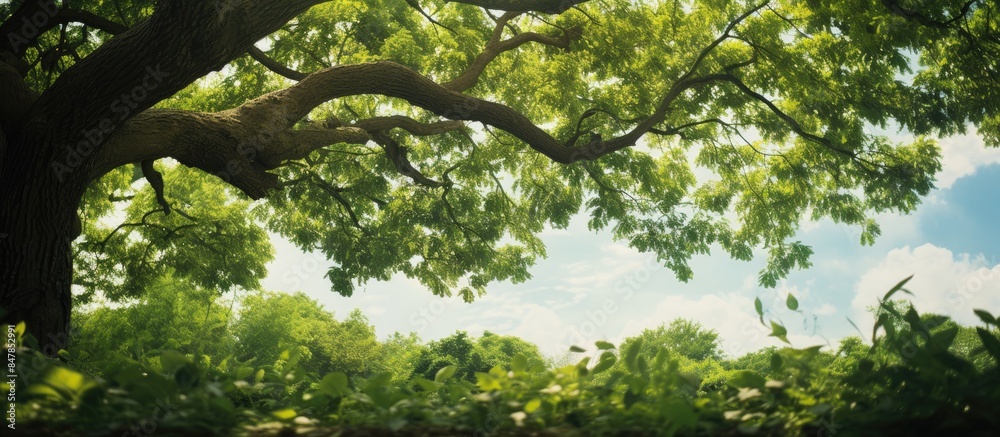 leaf view under the tree. Creative banner. Copyspace image