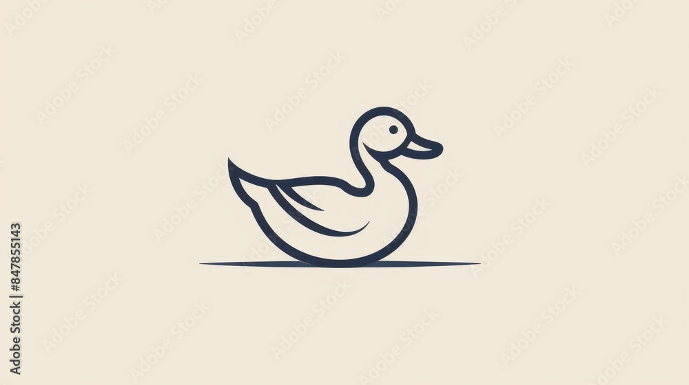 Sleek modern icon featuring a duck in a linear 2d style Sleek modern icon featuring a duck in a linear 2d style