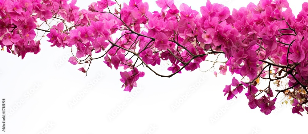 Bougainvillea flowers tree top on white background. Creative banner. Copyspace image Bougainvillea flowers tree top on white background. Creative banner. Copyspace image