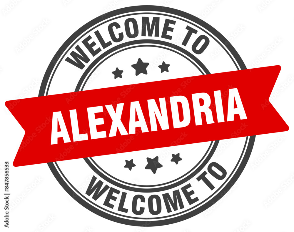 Welcome to Alexandria stamp. Alexandria round sign Welcome to Alexandria stamp. Alexandria round sign
