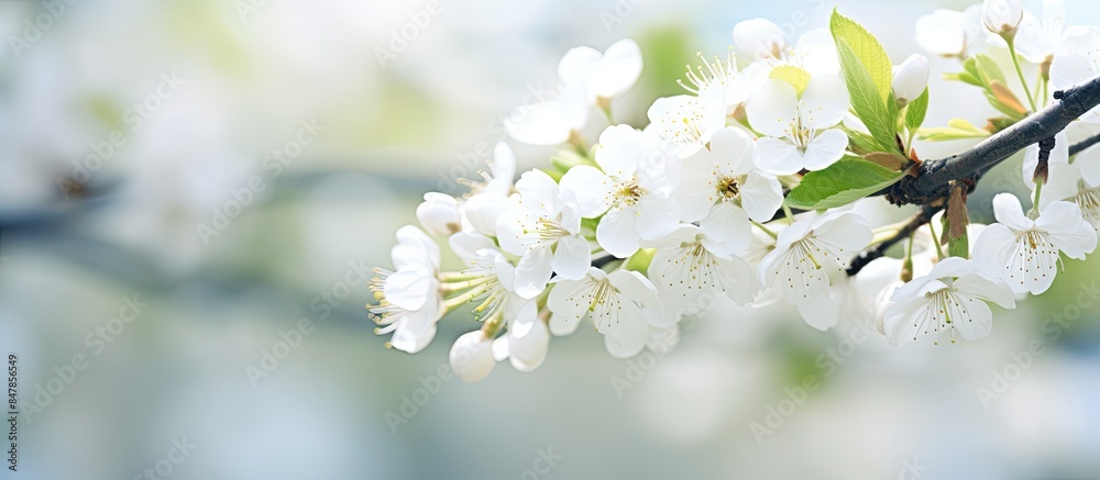 white flowers on a tree summer soft focus. Creative banner. Copyspace image white flowers on a tree summer soft focus. Creative banner. Copyspace image