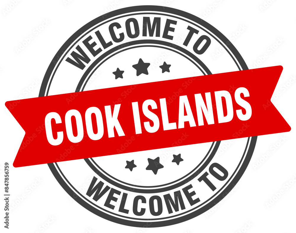 Welcome to Cook Islands stamp. Cook Islands round sign Welcome to Cook Islands stamp. Cook Islands round sign