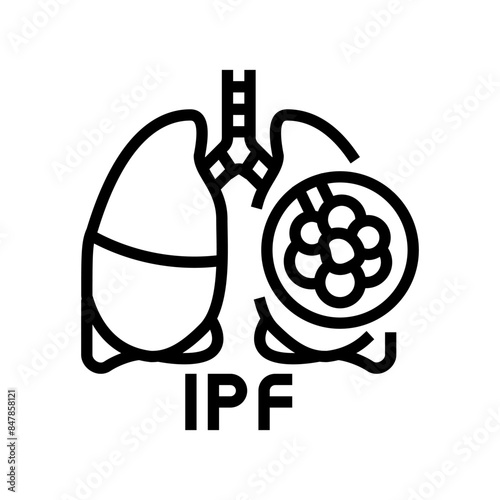 idiopathic pulmonary fibrosis line icon vector. idiopathic pulmonary fibrosis sign. isolated contour symbol black illustration