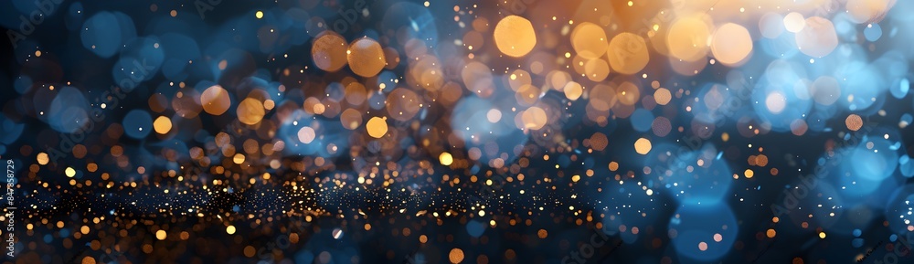 Abstract background with golden and blue lights, bokeh effect
Abstract background with golden and blue lights, bokeh effect