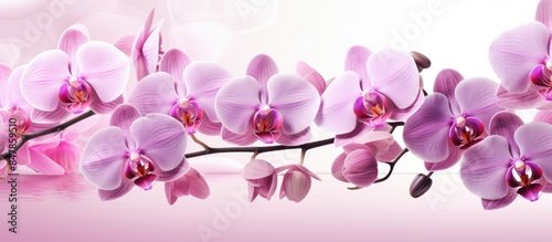 The orchid bloom in spring. Creative banner. Copyspace image