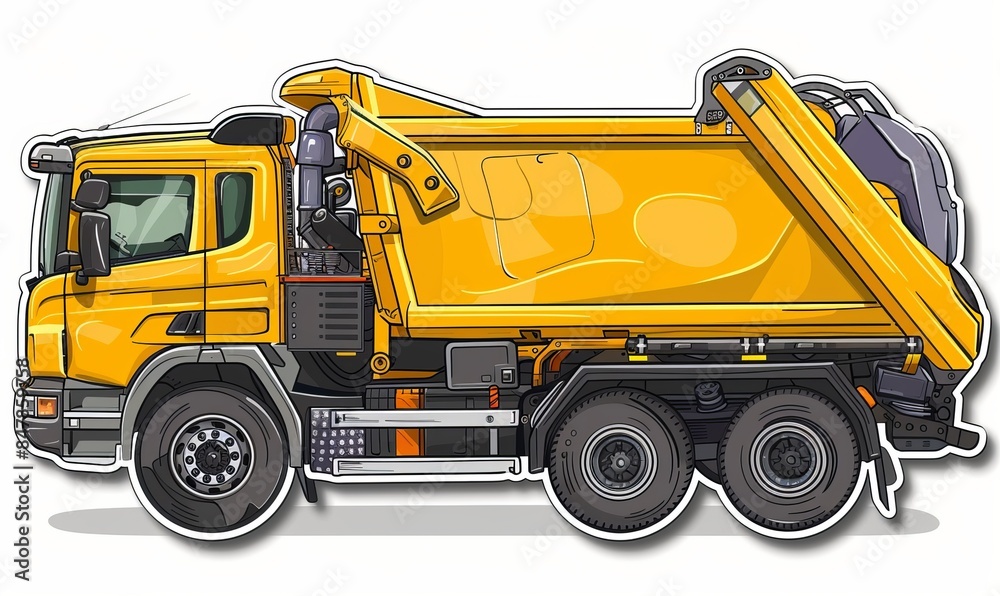 Illustration of a garbage truck, sticker. Illustration of a garbage truck, sticker.