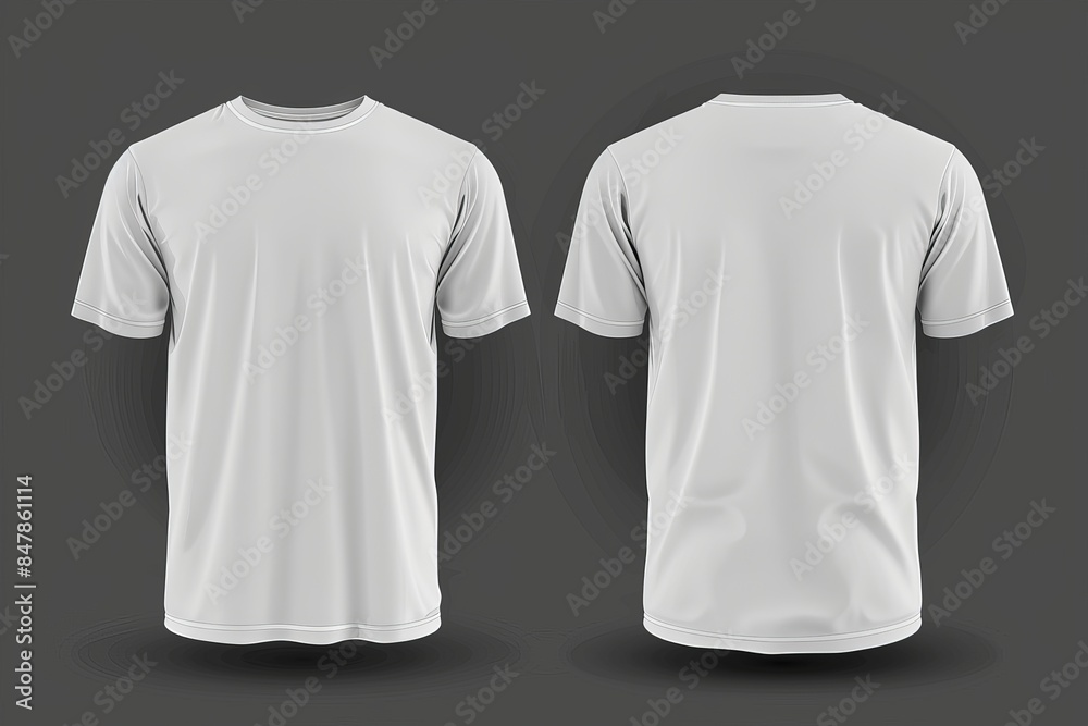 White t-shirt template showing the front and back views. White t-shirt template showing the front and back views.