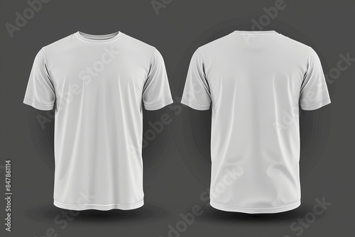 White t-shirt template showing the front and back views. © Bargais