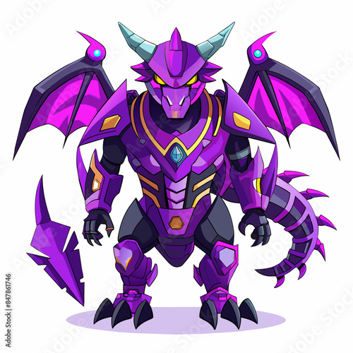 Futuristic Robotic Dragon Illustration. AI-Generated