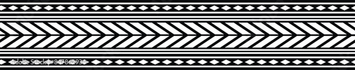 Polynesian tattoo tribal band design. Traditional Samoan tattooing incorporates tribal patterns along borders.