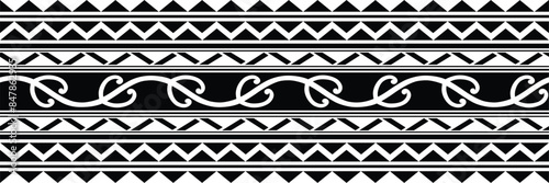 Polynesian tattoo tribal band design. Samoan tattoo tribal border.