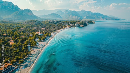 Wallpaper Mural An aerial view of Moonlight Beach in Kemer, Antalya, Turkey, showcasing its beautiful turquoise colors. Torontodigital.ca