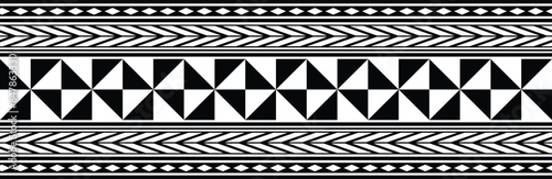 Polynesian pattern tribal tattoo border. Tribal tattoo geometric fore arm samoan band.Tattoo eps forearm samoan sleeve bracelet.Fabric seamless isolated hawaiian pattern on white background.