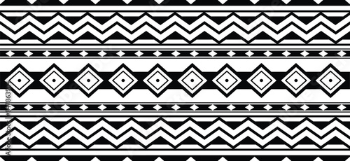 Polynesian pattern tribal tattoo border. Tribal tattoo geometric fore arm samoan band.Tattoo eps forearm samoan sleeve bracelet.Fabric seamless isolated hawaiian pattern on white background.