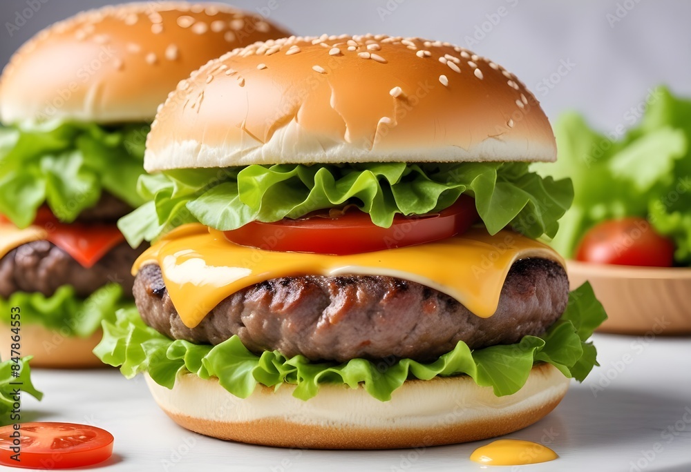 Photo of delicious hamburger isolated on white background Photo of delicious hamburger isolated on white background