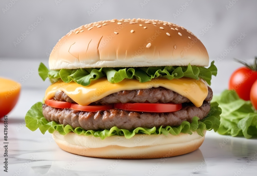Photo of delicious hamburger isolated on white background Photo of delicious hamburger isolated on white background