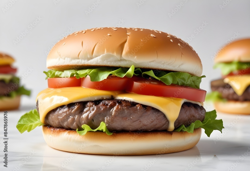 Photo of delicious hamburger isolated on white background Photo of delicious hamburger isolated on white background