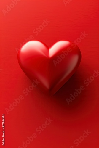 a shiny red heart shape on red background