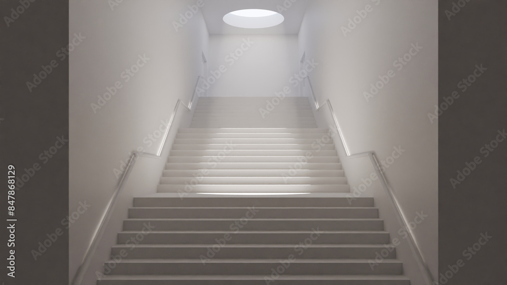 Industrial stairs corridor building structure with sunlight scene premium photo 3d render