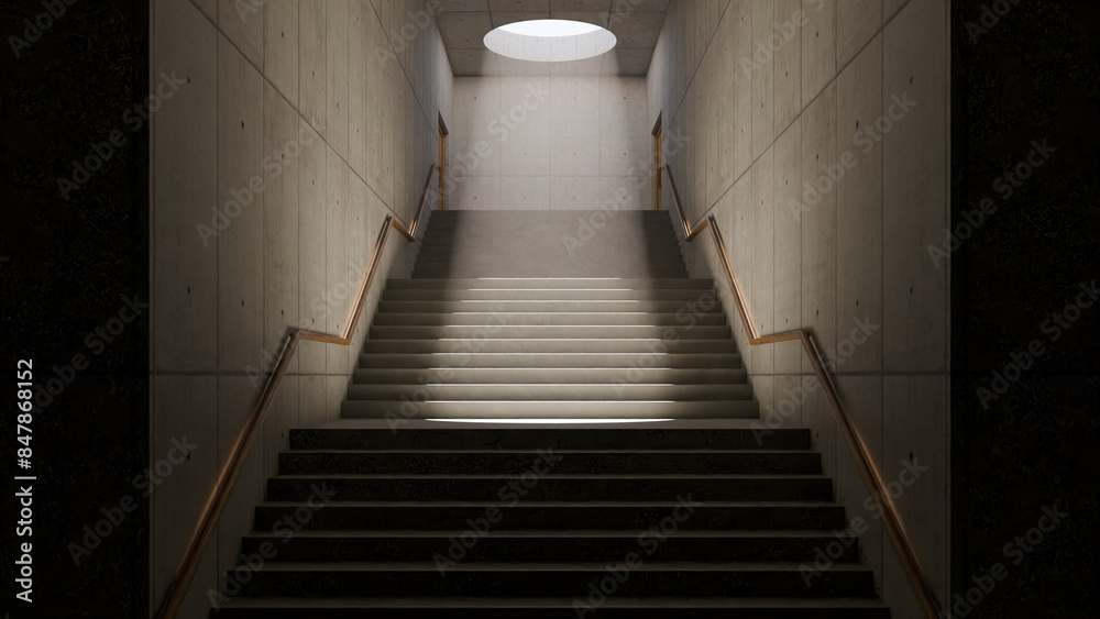 Industrial stairs corridor building structure with sunlight scene premium photo 3d render Industrial stairs corridor building structure with sunlight scene premium photo 3d render