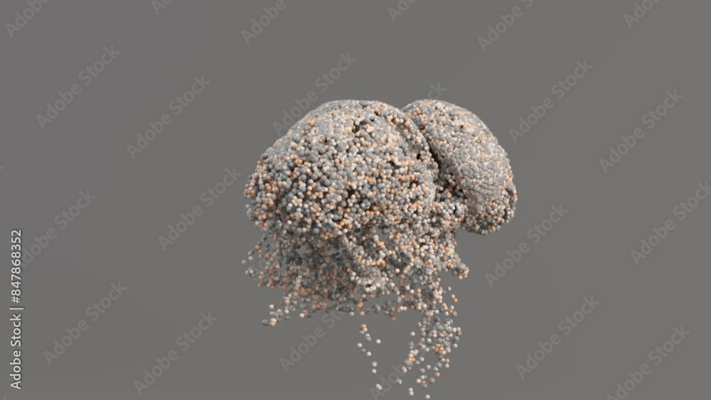 3d abstract background, particles moving
