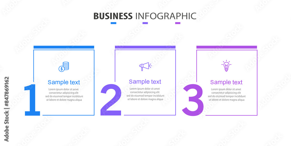 Naklejka premium Infographics number options template with 3 options or steps . Can be used for workflow layout, diagram, business options, banner, web design