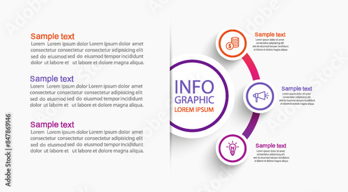 Three option circle infographic design template. Vector illustration  © andreyorb