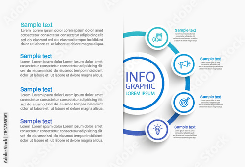 Four option circle business infographic design template. Vector illustration	