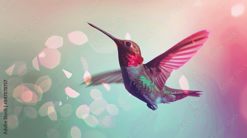 Obraz premium Vibrant Hummingbird Artwork Created by Generative AI - Spirit Animal Concept
