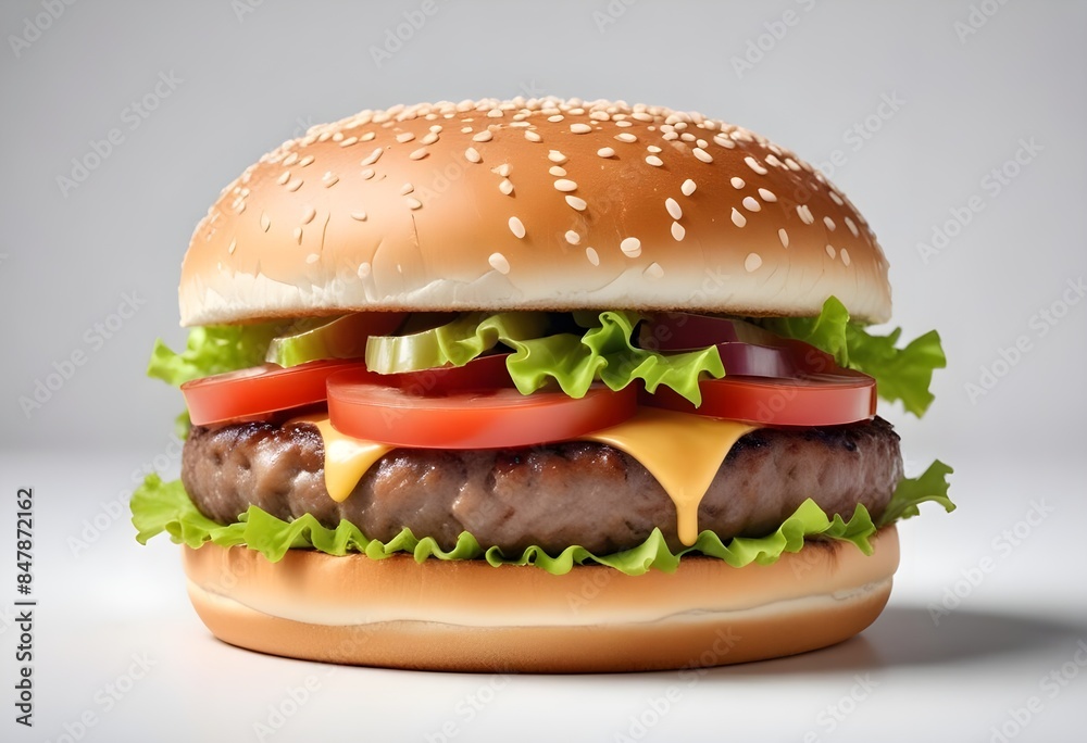Photo of delicious hamburger isolated on white background Photo of delicious hamburger isolated on white background