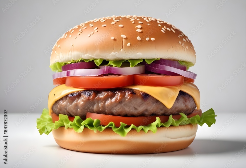 Photo of delicious hamburger isolated on white background Photo of delicious hamburger isolated on white background