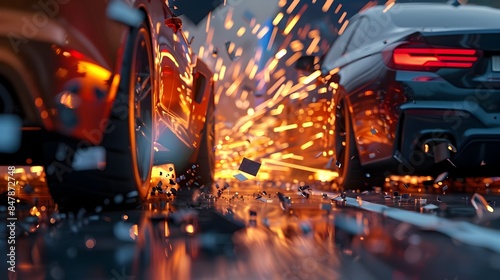 Surreal Rear End Collision of Unfamiliar Vehicles Blending and Shifting with Each Impact