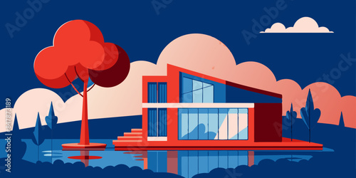 An idyllic house nestled on a serene island, surrounded by glistening waters. A picturesque home situated on a tranquil island, encompassed by shimmering waters and abundant foliage.