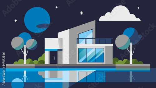 An idyllic house nestled on a serene island, surrounded by glistening waters. A picturesque home situated on a tranquil island, encompassed by shimmering waters and abundant foliage.