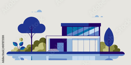 An idyllic house nestled on a serene island, surrounded by glistening waters. A picturesque home situated on a tranquil island, encompassed by shimmering waters and abundant foliage.