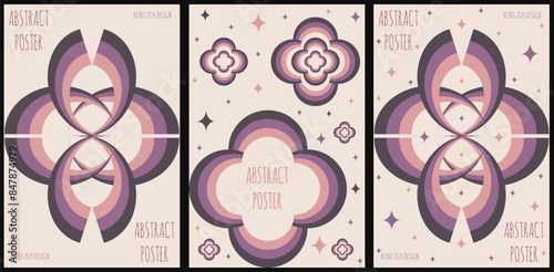 Retro posters set. Collection of trendy Simple Minimalsim style placard design. Retro vector aesthetic can used web and social media Poster cover. Pink brown pastel colors