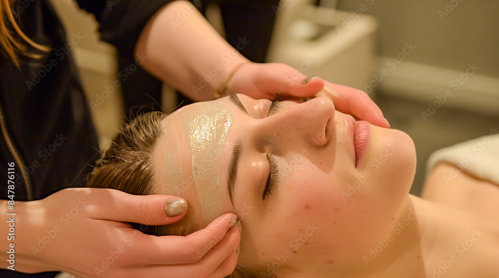 Skincare consultation at a beauty salon, with a skincare expert analyzing a client's skin and recommending tailored products and treatments to address their specific needs Skincare consultation at a beauty salon, with a skincare expert analyzing a client's skin and recommending tailored products and treatments to address their specific needs