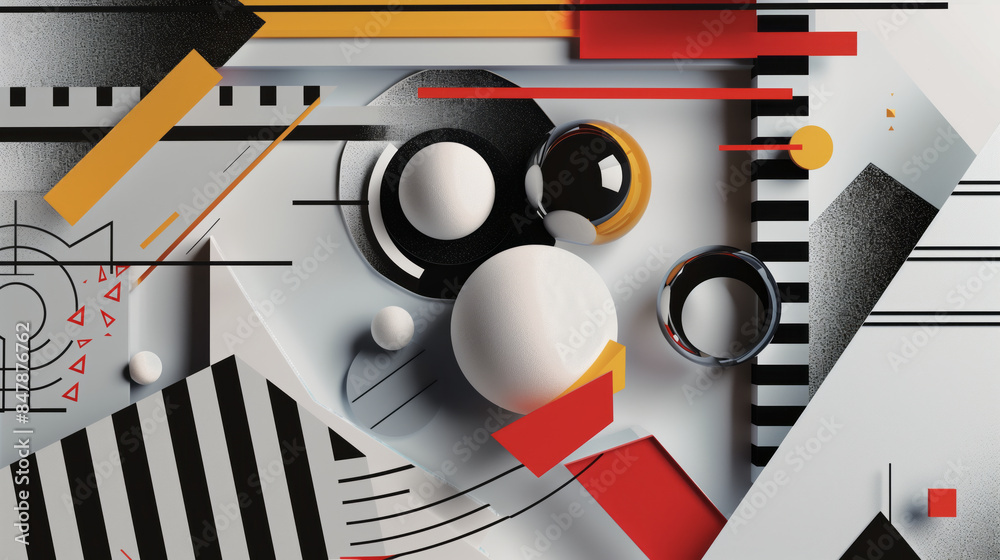Obraz premium 3D Bauhaus-inspired background for a print advertisement, featuring clean lines