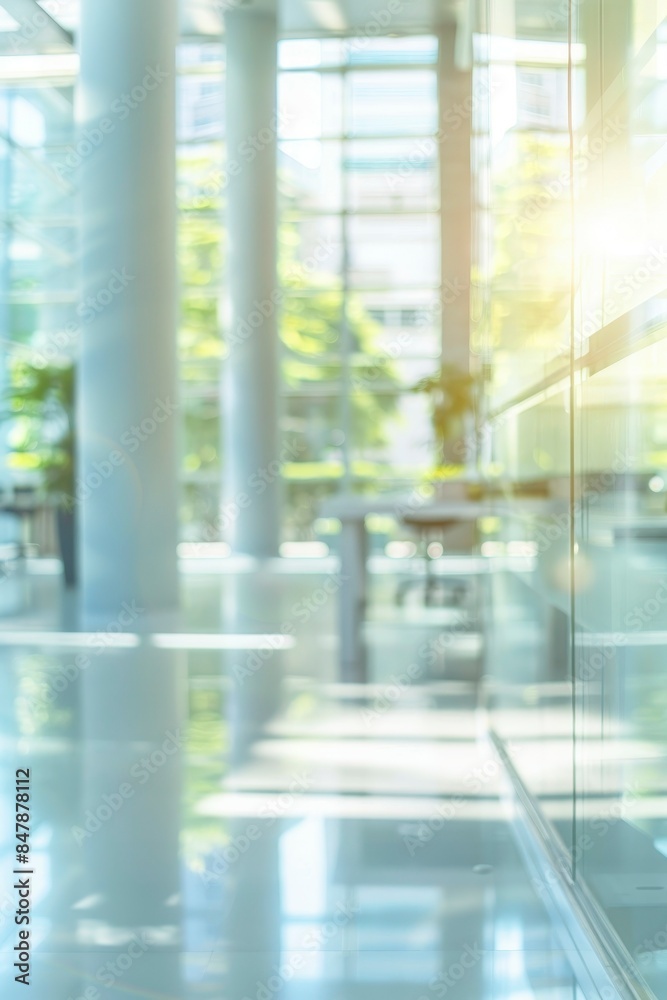 Blurred modern office interior with glass windows and space Blurred modern office interior with glass windows and space