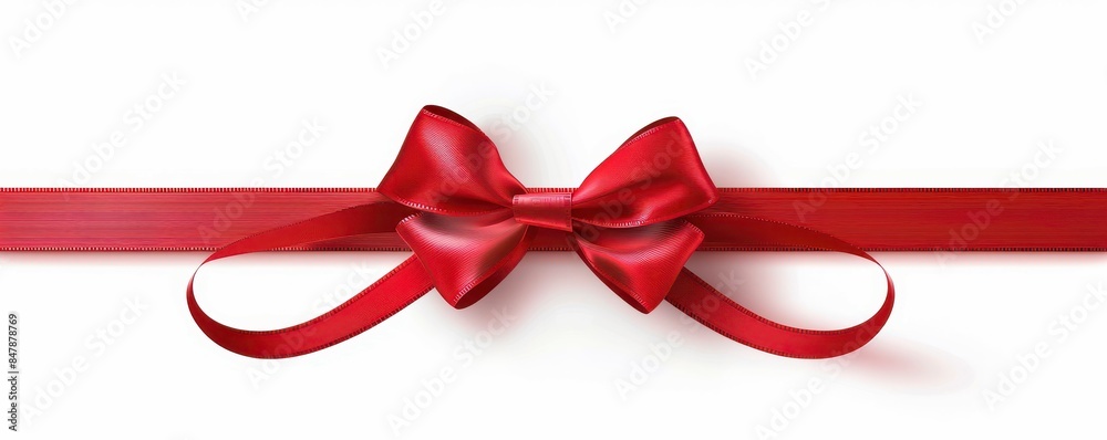 Red ribbon with bow on white background Red ribbon with bow on white background