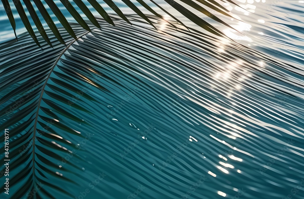 Palm leaves and sandy beach with blurred bokeh against the ocean. Layout of travel and tour offers. Palm leaves and sandy beach with blurred bokeh against the ocean. Layout of travel and tour offers.