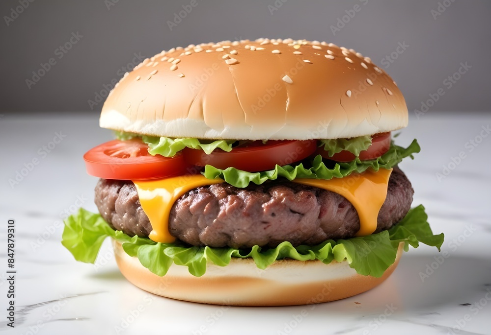 Photo of delicious hamburger isolated on white background Photo of delicious hamburger isolated on white background