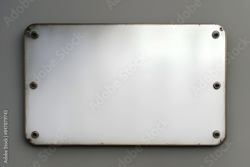 an image of an isolated blank metal sign suitable for mockups, mockup, mock up, Template, Placeholder, Empty, Display, Board, Plate, Surface, Rectangle, Design, Concept, Object, Model, Frame 