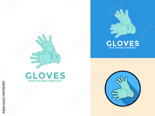 Medical gloves vector illustration, Medical Gloves logo Icon, gloves for protection against viruses from first aid kit