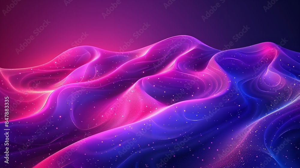 A digital art render featuring abstract, wavy forms in shades of pink and blue A digital art render featuring abstract, wavy forms in shades of pink and blue