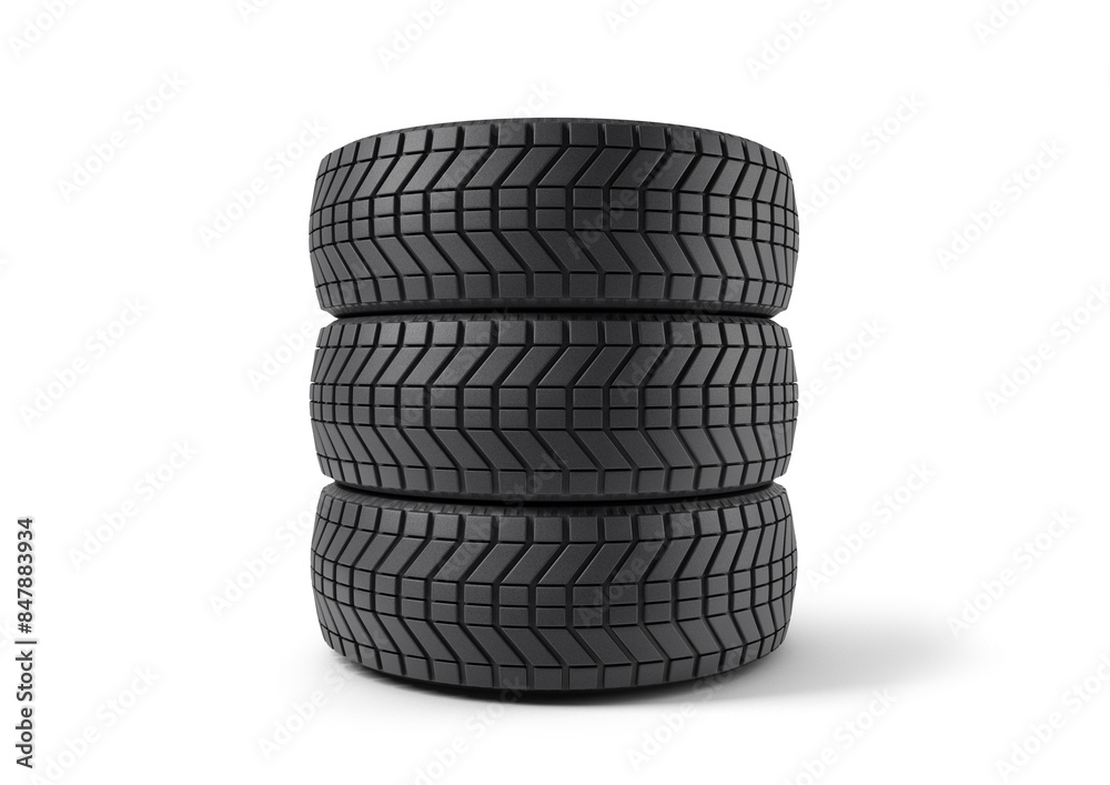 Three black tires stacked on top of each other Three black tires stacked on top of each other