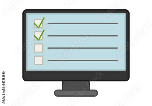 Pantalla con lista de opciones y tic verde