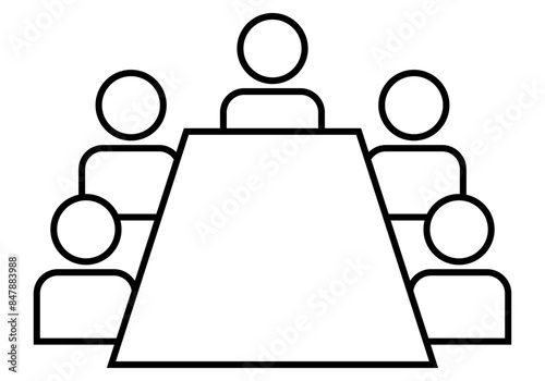 Icono negro de trabajadores y empresarios reunidos en una mesa