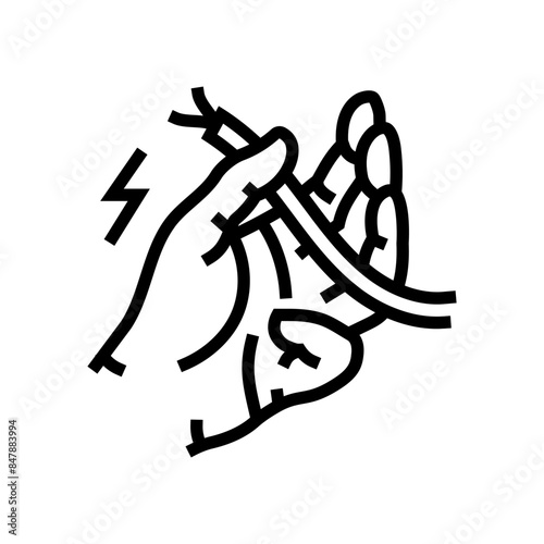 electric shocks household injury accident line icon vector. electric shocks household injury accident sign. isolated contour symbol black illustration